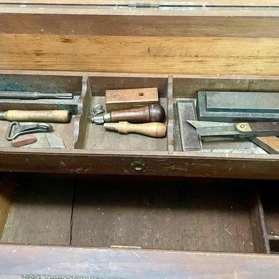 Antique carpenter's apprentice hand-made tool box, with tools!