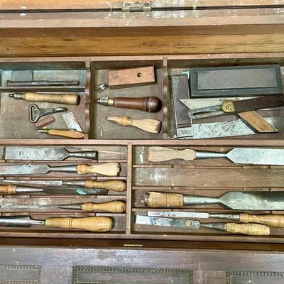 Antique carpenter's apprentice hand-made tool box, with tools!