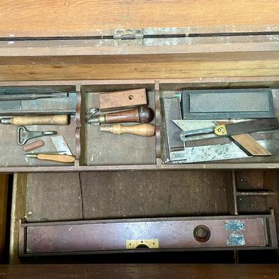 Antique carpenter's apprentice hand-made tool box, with tools!
