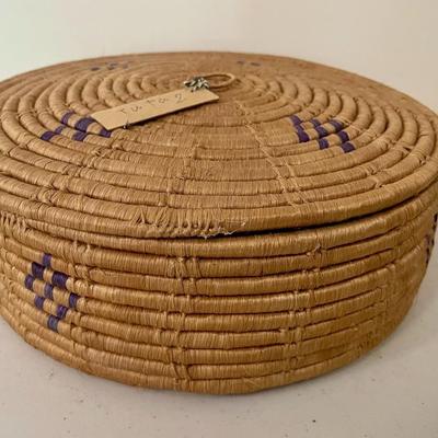 Trio of vintage hand-woven Gullah, Pima sweetgrass baskets