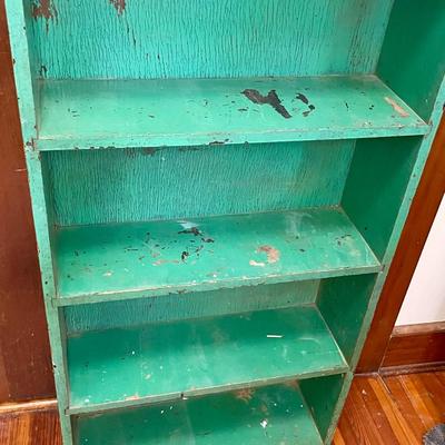 Vintage 4-shelf turquoise bookshelf