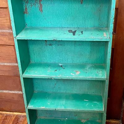 Vintage 4-shelf turquoise bookshelf