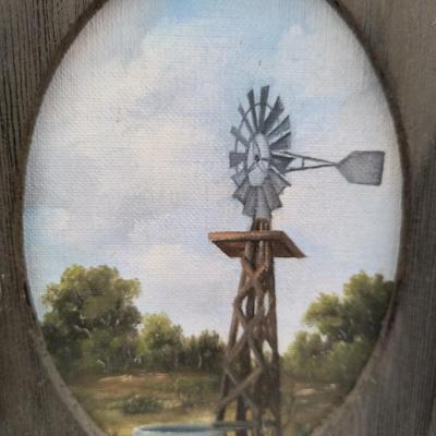 Windmill oil painting