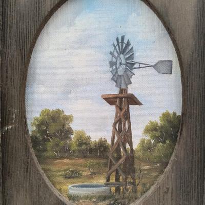 Windmill oil painting