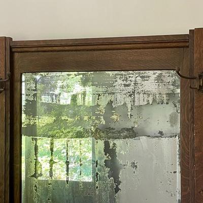 Antique mirrored hall tree with storage bench