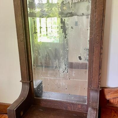 Antique mirrored hall tree with storage bench