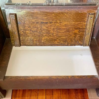Antique mirrored hall tree with storage bench