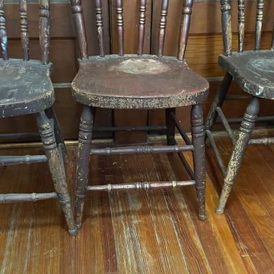 Trio of matching vintage farm chairs