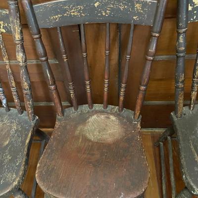 Trio of matching vintage farm chairs