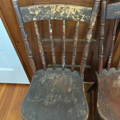 Trio of matching vintage farm chairs