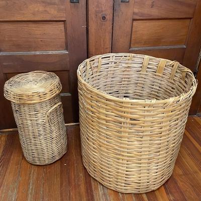 Pair of rattan baskets