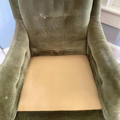Vintage spring-seat green upholstered arm chair