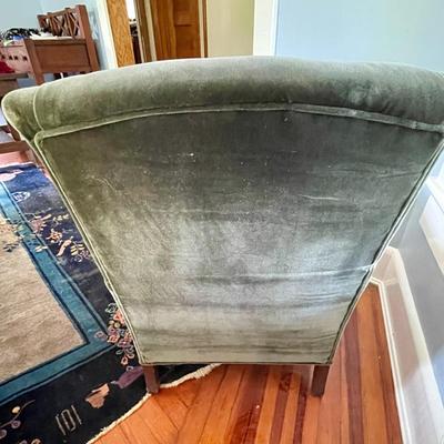 Vintage spring-seat green upholstered arm chair