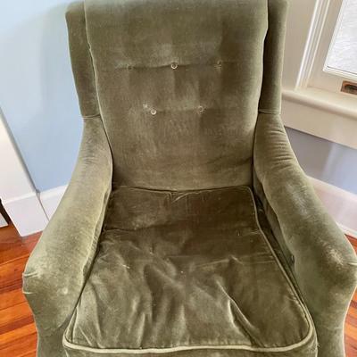 Vintage spring-seat green upholstered arm chair