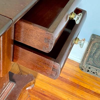 Antique Empire style drop-leaf end table