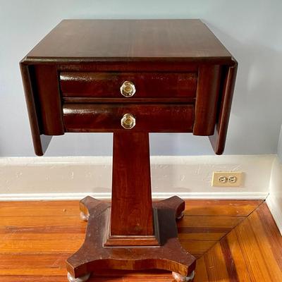 Antique Empire style drop-leaf end table