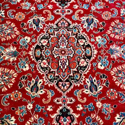 Persian "red medallion" hand-knotted area rug