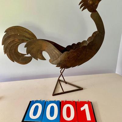 Cut metal rooster