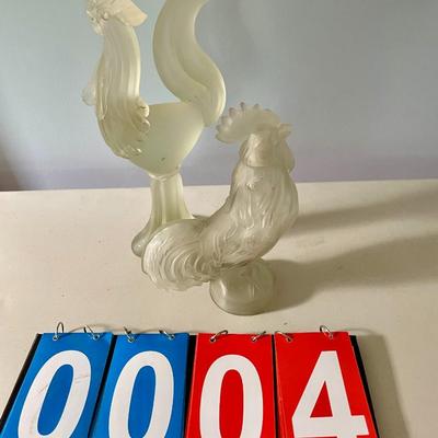 Pair of frosted roosters