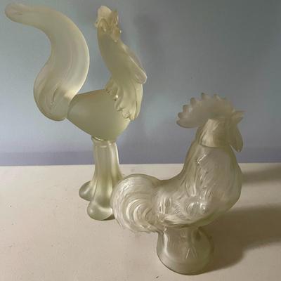 Pair of frosted roosters