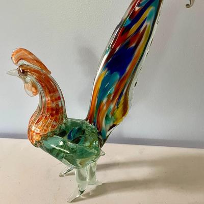 Pair of vintage Murano roosters