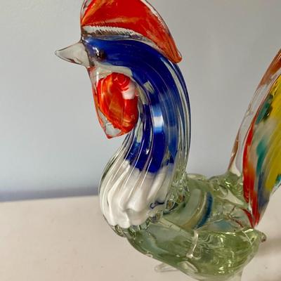 Pair of vintage Murano roosters