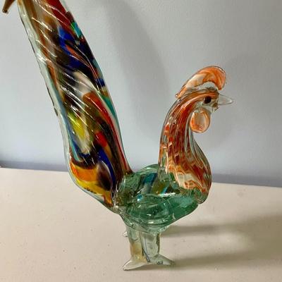 Pair of vintage Murano roosters