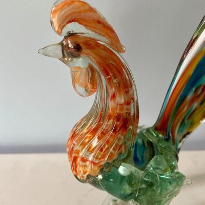 Pair of vintage Murano roosters