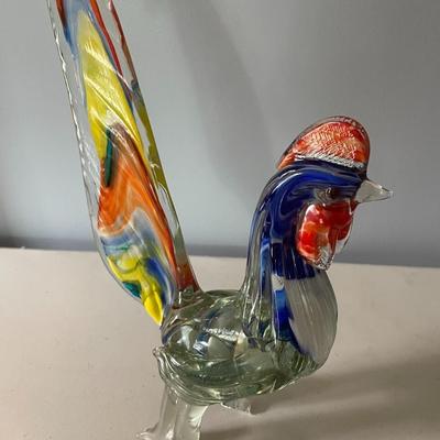 Pair of vintage Murano roosters