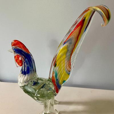 Pair of vintage Murano roosters