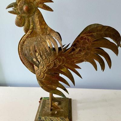 Pair of punched metal roosters