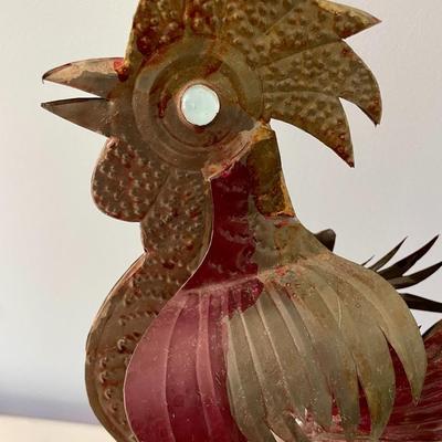 Pair of punched metal roosters