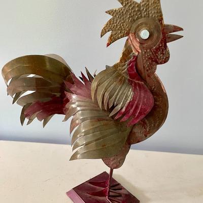 Pair of punched metal roosters