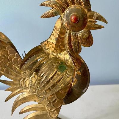 Pair of punched metal roosters