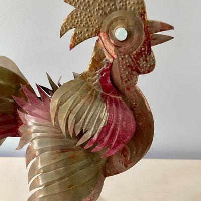 Pair of punched metal roosters