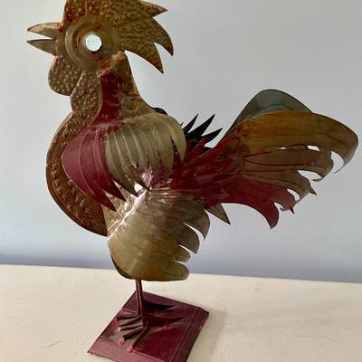 Pair of punched metal roosters