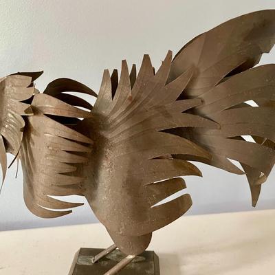 Pair of cut metal roosters