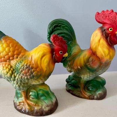 Vintage Japan painted rooster & hen