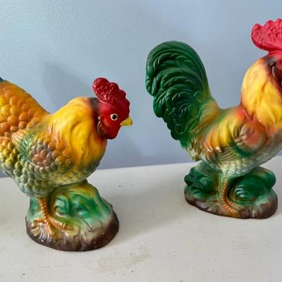 Vintage Japan painted rooster & hen
