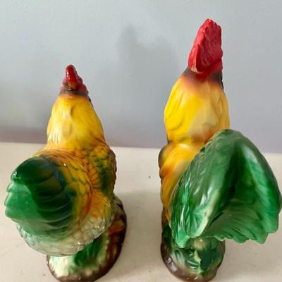 Vintage Japan painted rooster & hen