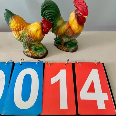 Vintage Japan painted rooster & hen