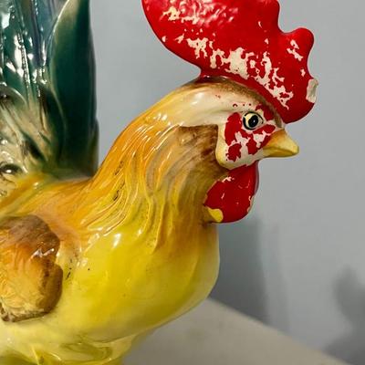 Vintage Norcrest painted ceramic rooster & hen