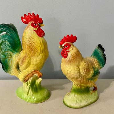 Vintage ceramic rooster & hen by Brinn's