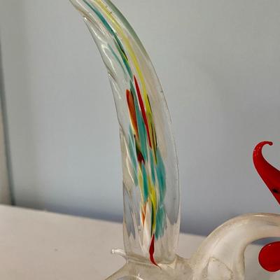 Pair of vintage glass roosters