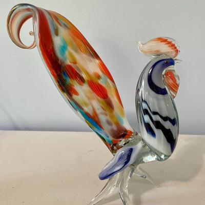 Pair of vintage glass roosters