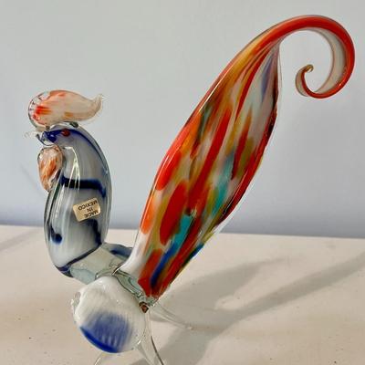 Pair of vintage glass roosters