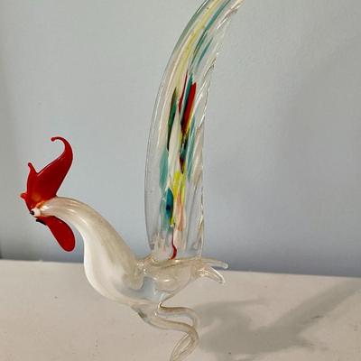Pair of vintage glass roosters