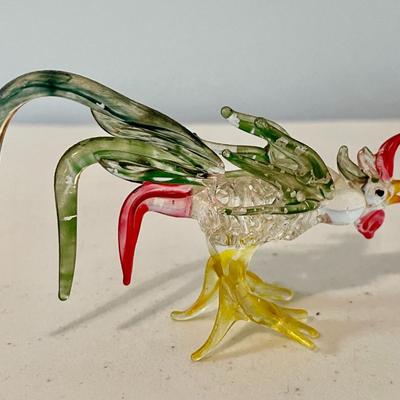 Trio of vintage glass roosters