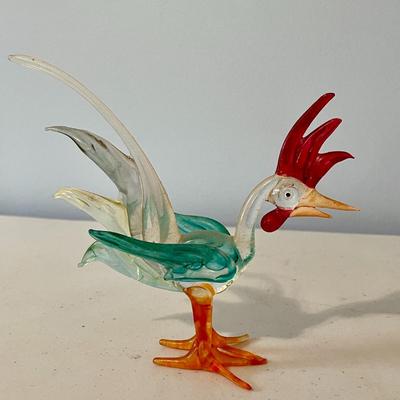 Trio of vintage glass roosters