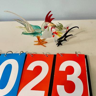 Trio of vintage glass roosters